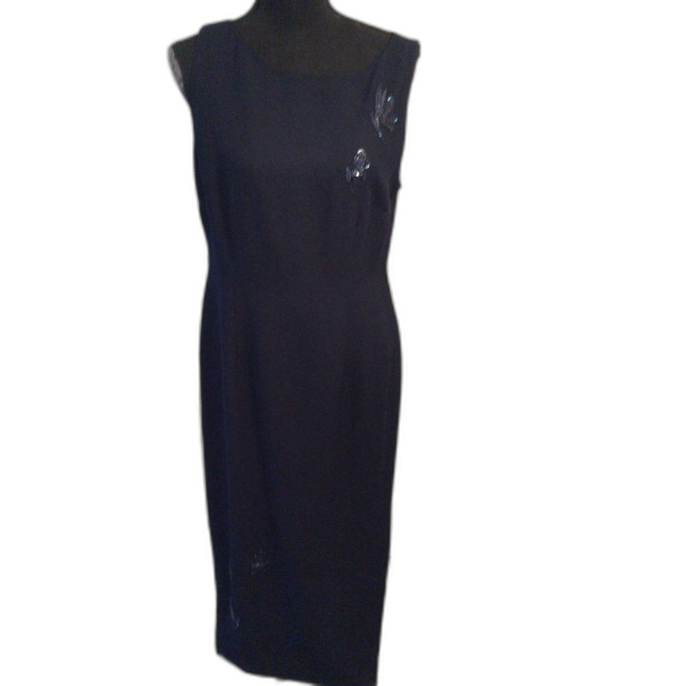 New NWT Jessica Howard Navy Blue Sequined Butterflies Gown Size 12